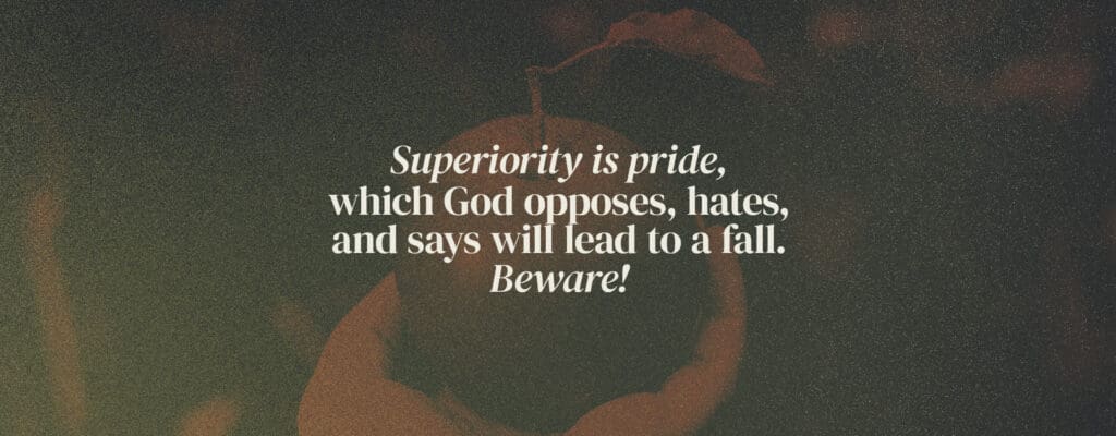 Superiority is pride, which God opposes, hates, and says will lead to a fall. Beware!